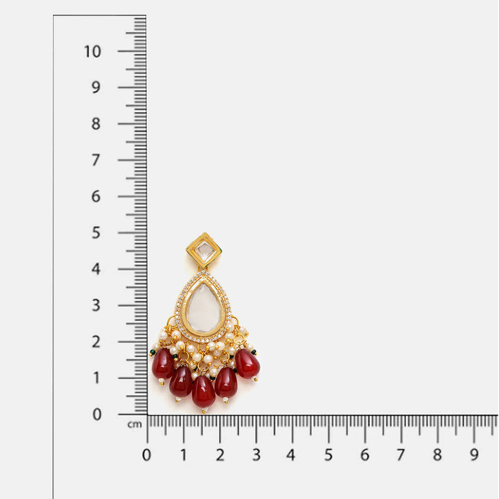 Kundan Earrings with Maroon Stones | SHOBITAM