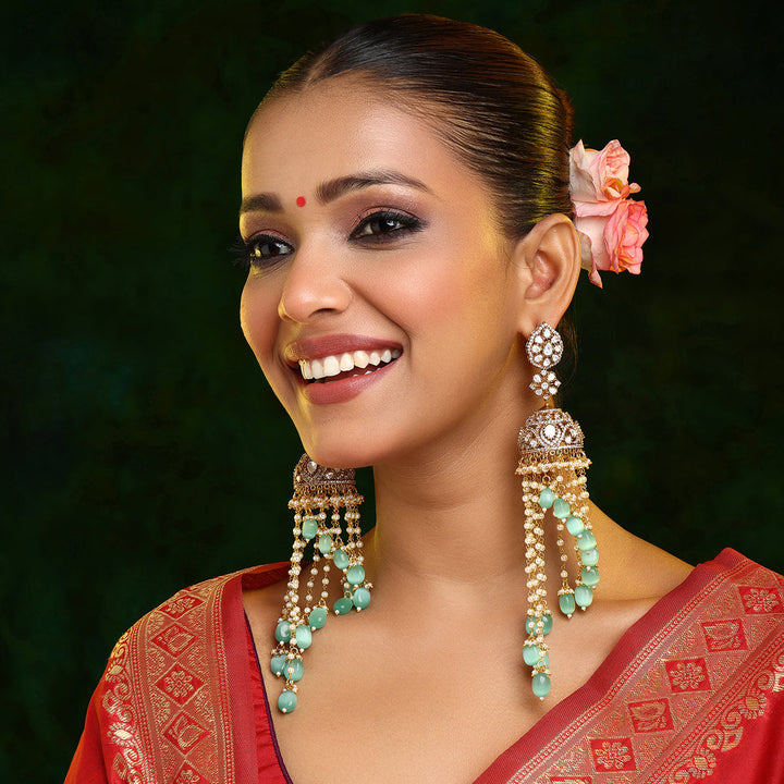 Diamond and Stone Jhumka Earrings | SHOBITAM