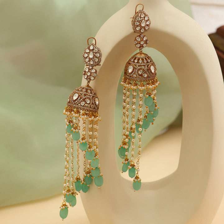 Diamond and Stone Jhumka Earrings | SHOBITAM