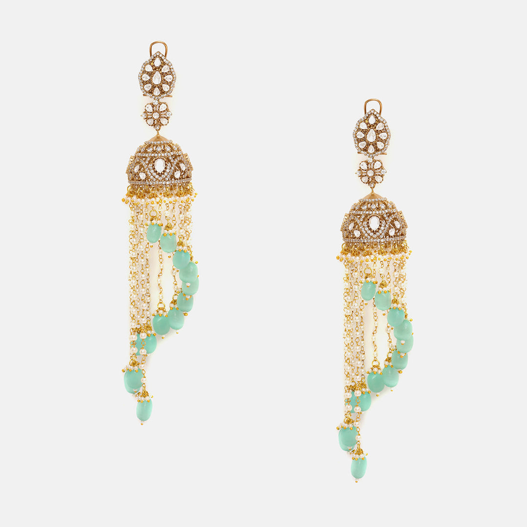 Diamond and Stone Jhumka Earrings | SHOBITAM