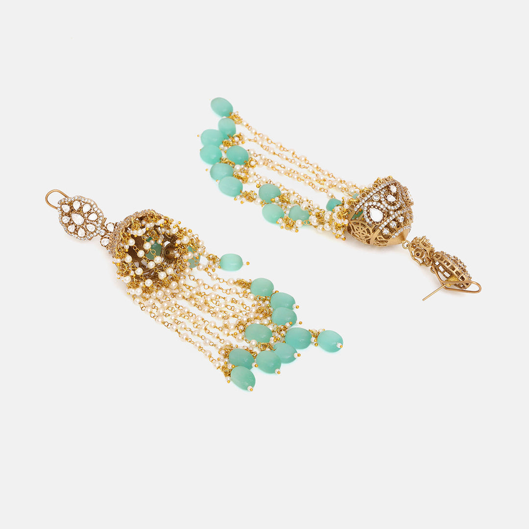 Diamond and Stone Jhumka Earrings | SHOBITAM