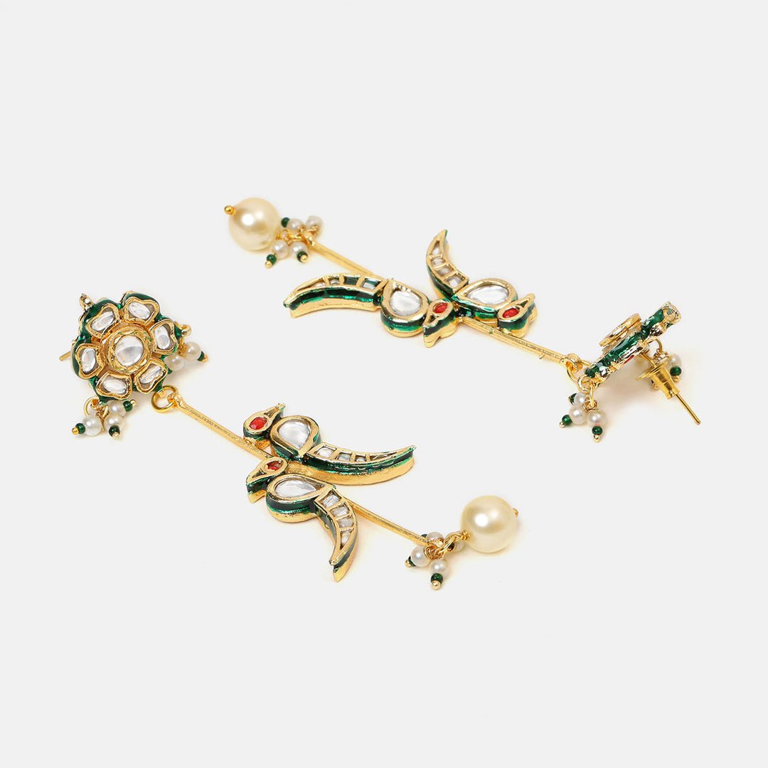Ruby Raang Birdie Kundan Earrings| SHOBITAM