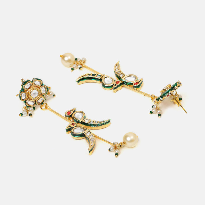 Ruby Raang Birdie Kundan Earrings| SHOBITAM