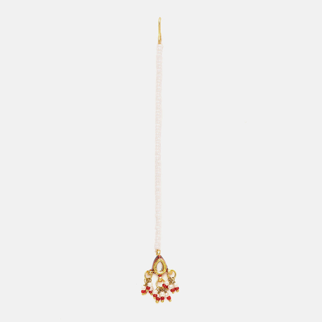 Kundan Red Beads Maang Tikka | SHOBITAM