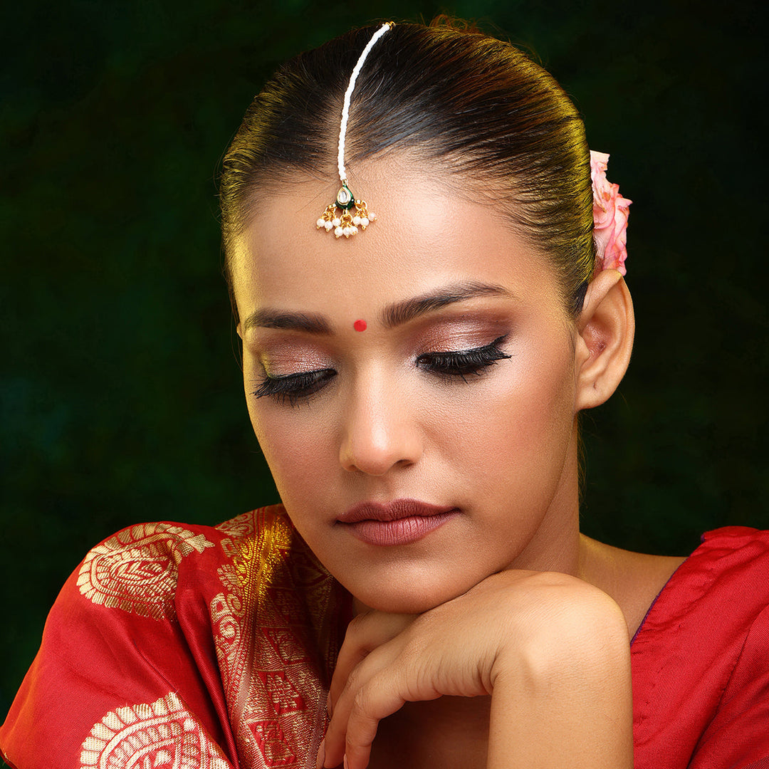 Kundan & Pearl String Maang Tikka | SHOBITAM