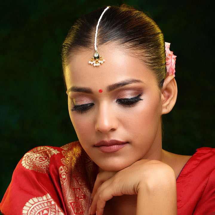 Kundan & Pearl String Maang Tikka | SHOBITAM