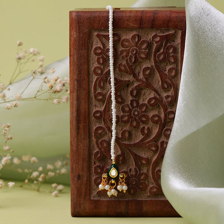 Kundan & Pearl String Maang Tikka | SHOBITAM