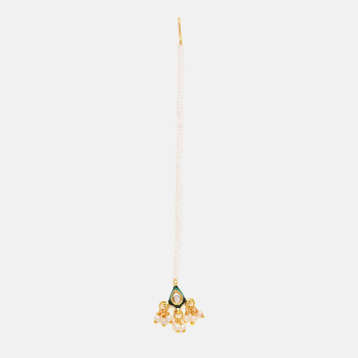 Kundan & Pearl String Maang Tikka | SHOBITAM