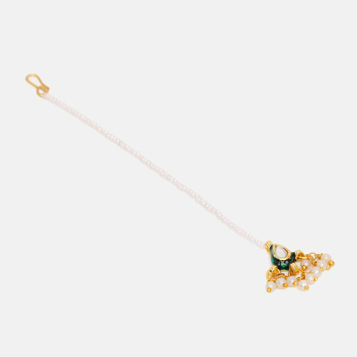 Kundan & Pearl String Maang Tikka | SHOBITAM