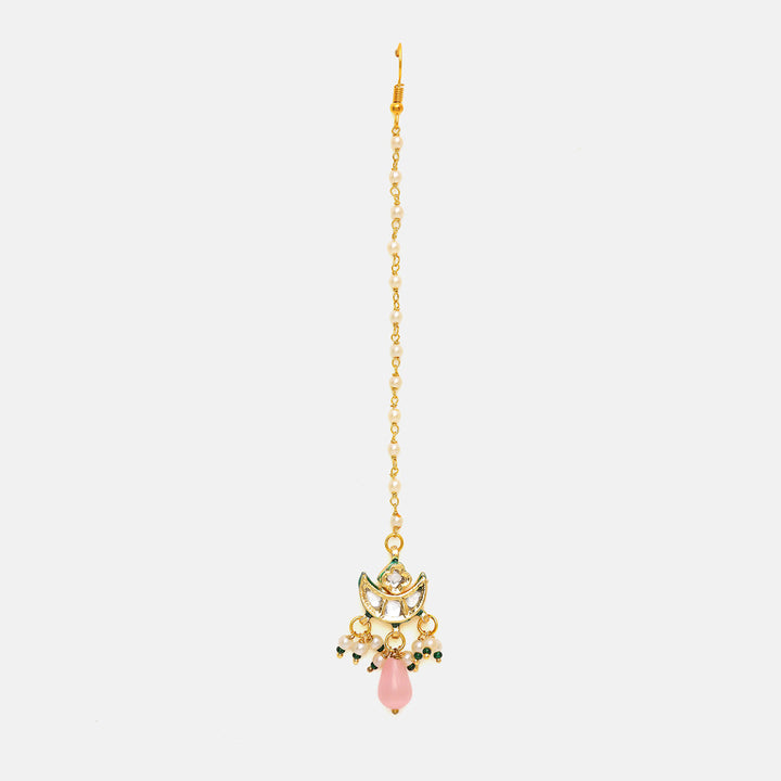 Kundan Pink Maang Tikka | SHOBITAM