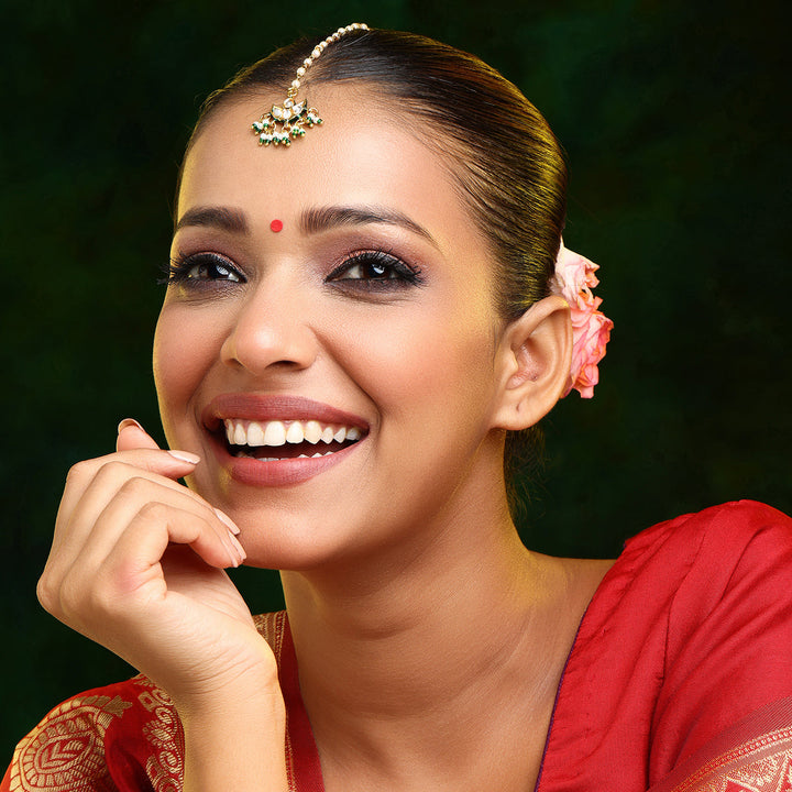 Kundan Maang Tikka with Pearls | SHOBITAM