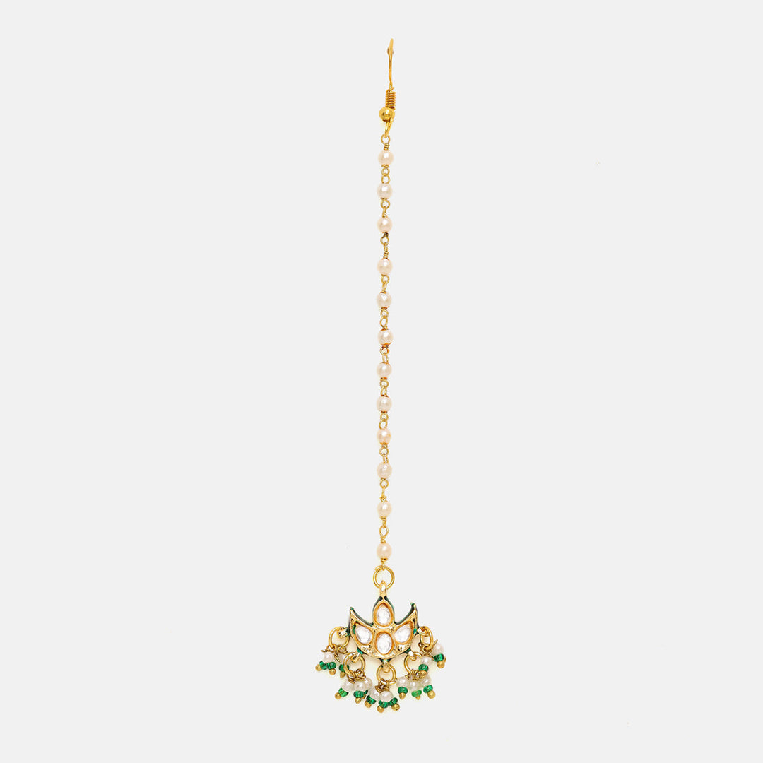 Kundan Maang Tikka with Pearls | SHOBITAM