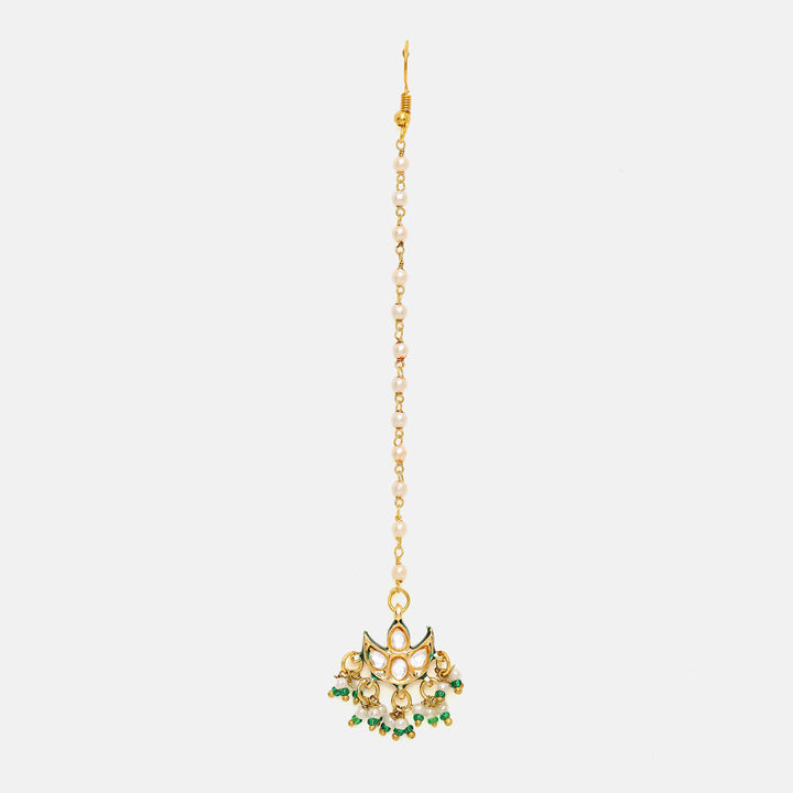 Kundan Maang Tikka with Pearls | SHOBITAM