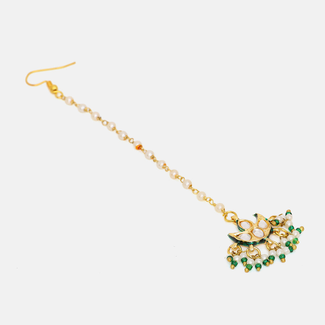 Kundan Maang Tikka with Pearls | SHOBITAM