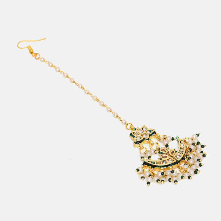 Kundan & Pearl Dangler Maang Tikka | SHOBITAM