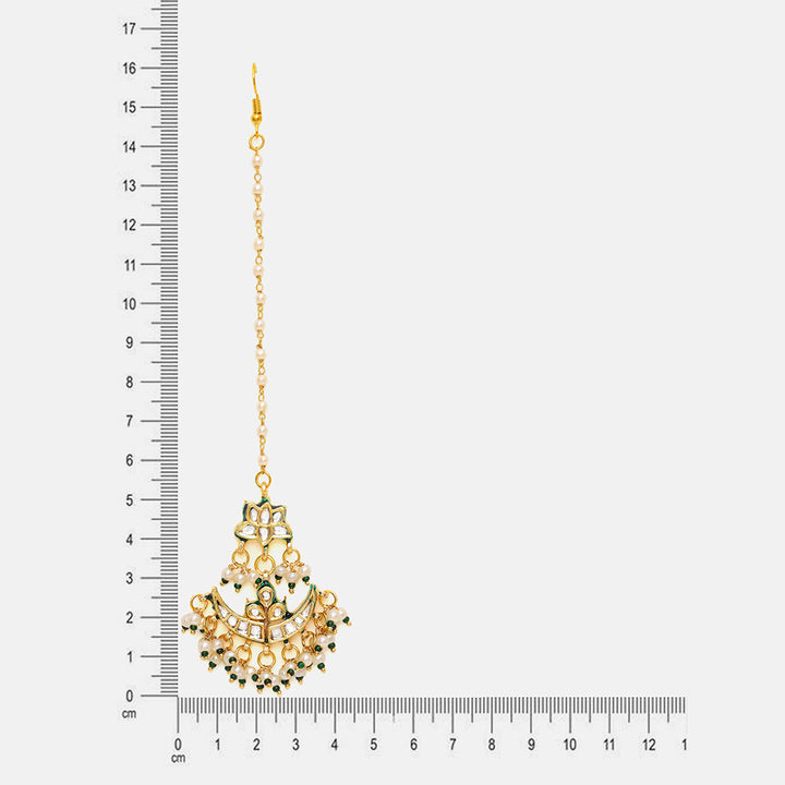 Kundan & Pearl Dangler Maang Tikka | SHOBITAM