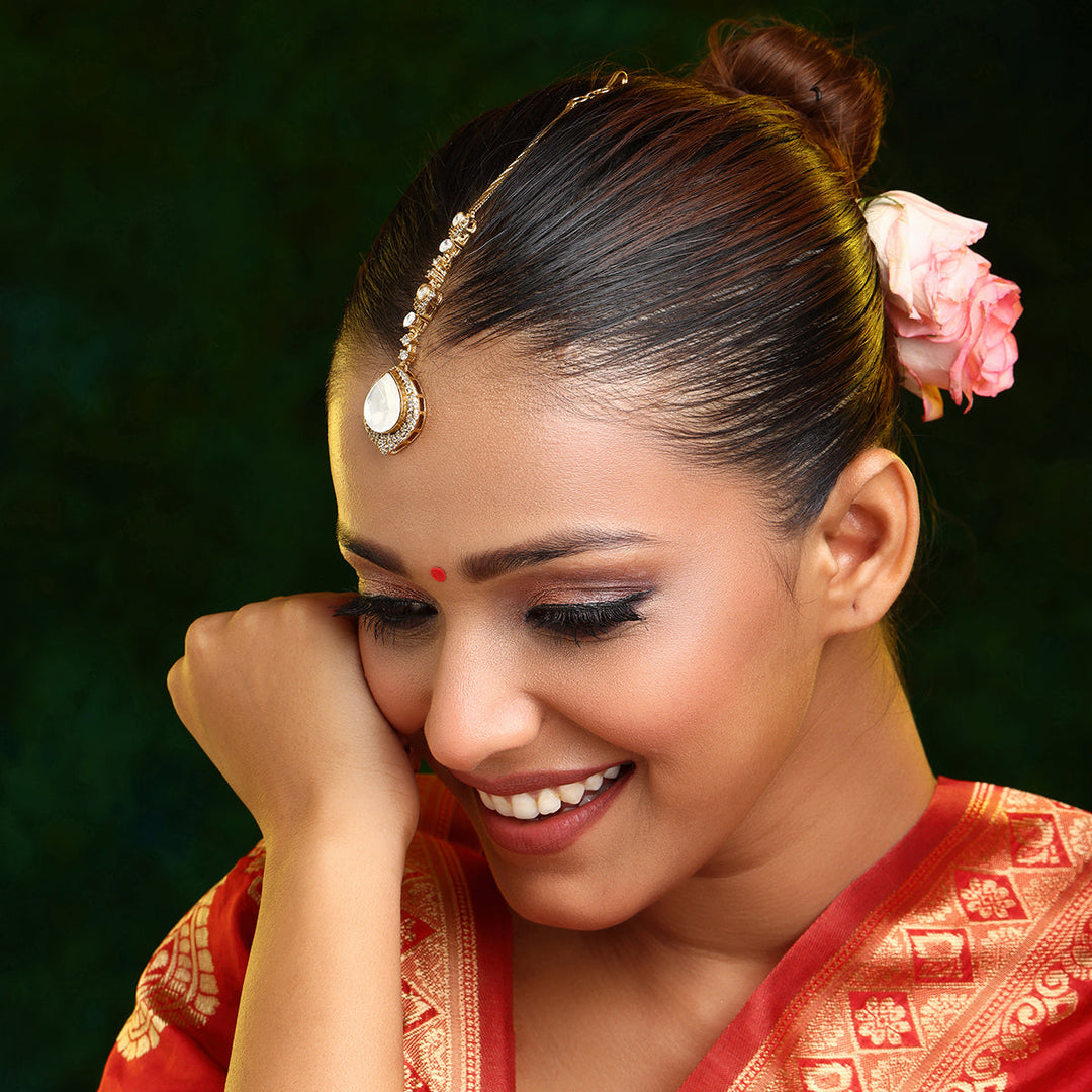 Tear Drop Kundan Maang Tikka | SHOBITAM