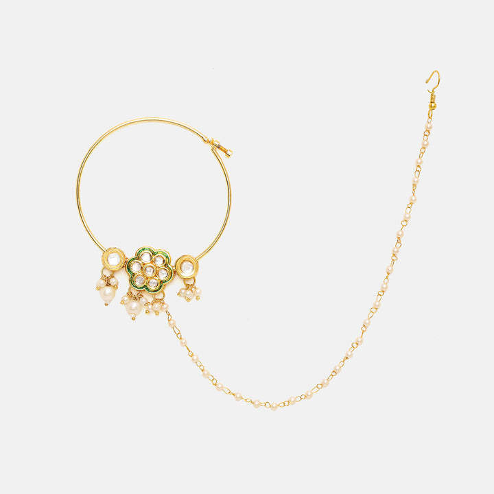 Kundan Maharani Nose Ring (Clip On)| SHOBITAM