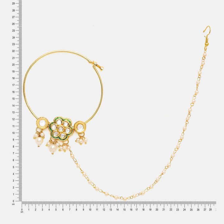 Kundan Maharani Nose Ring (Clip On)| SHOBITAM