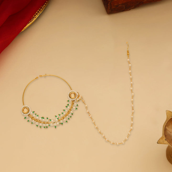 Kundan Maharani Nose Ring (Clip On)| SHOBITAM