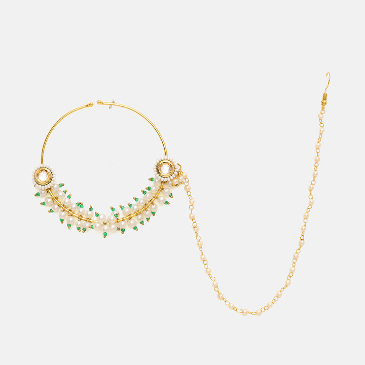 Kundan Maharani Nose Ring (Clip On)| SHOBITAM