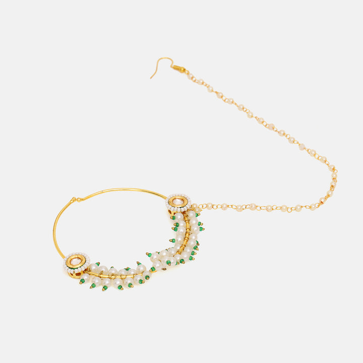 Kundan Maharani Nose Ring (Clip On)| SHOBITAM
