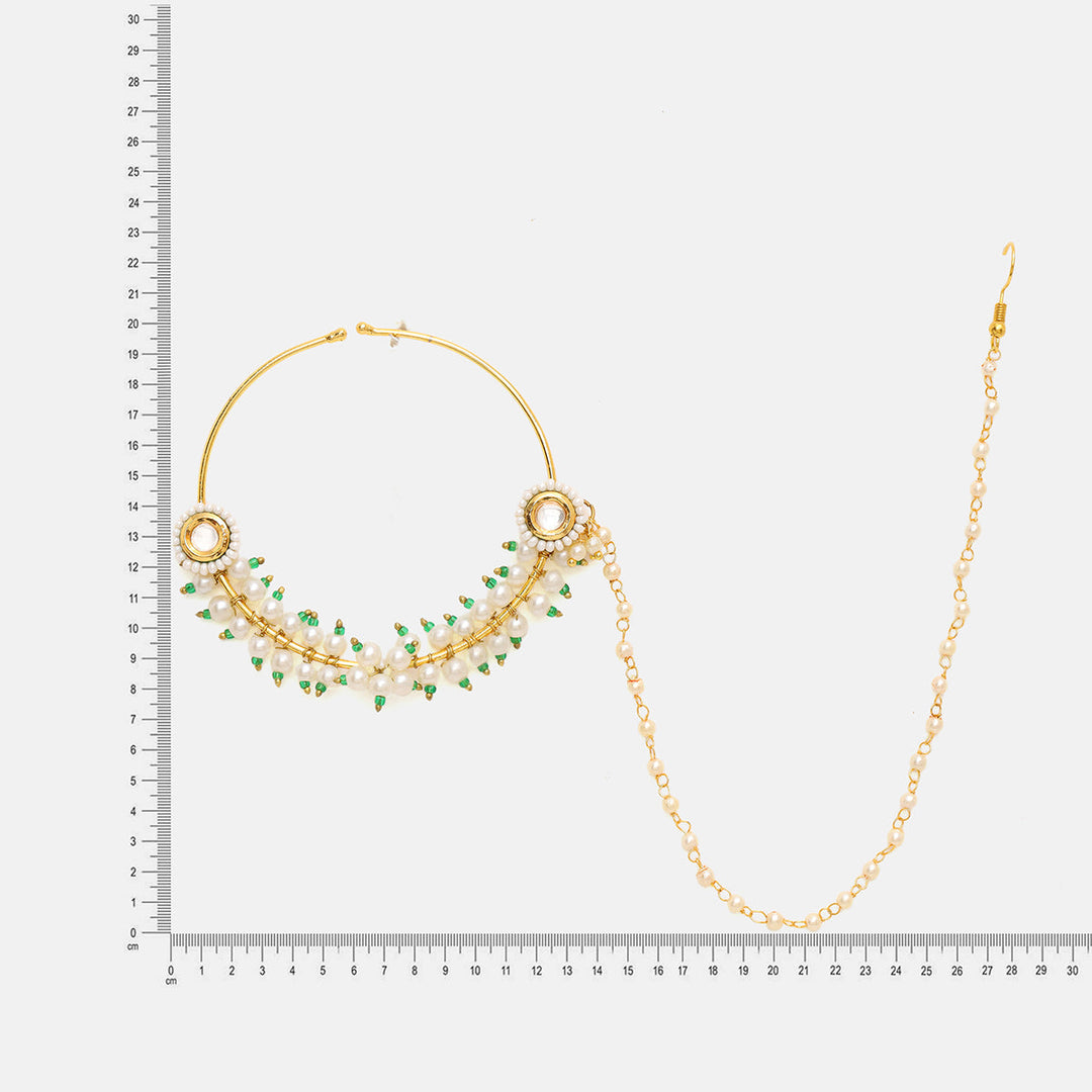 Kundan Maharani Nose Ring (Clip On)| SHOBITAM