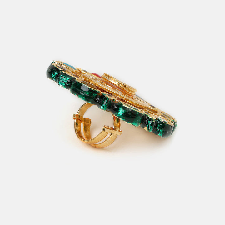 Ruby Raang Navratan Cocktail Ring| SHOBITAM