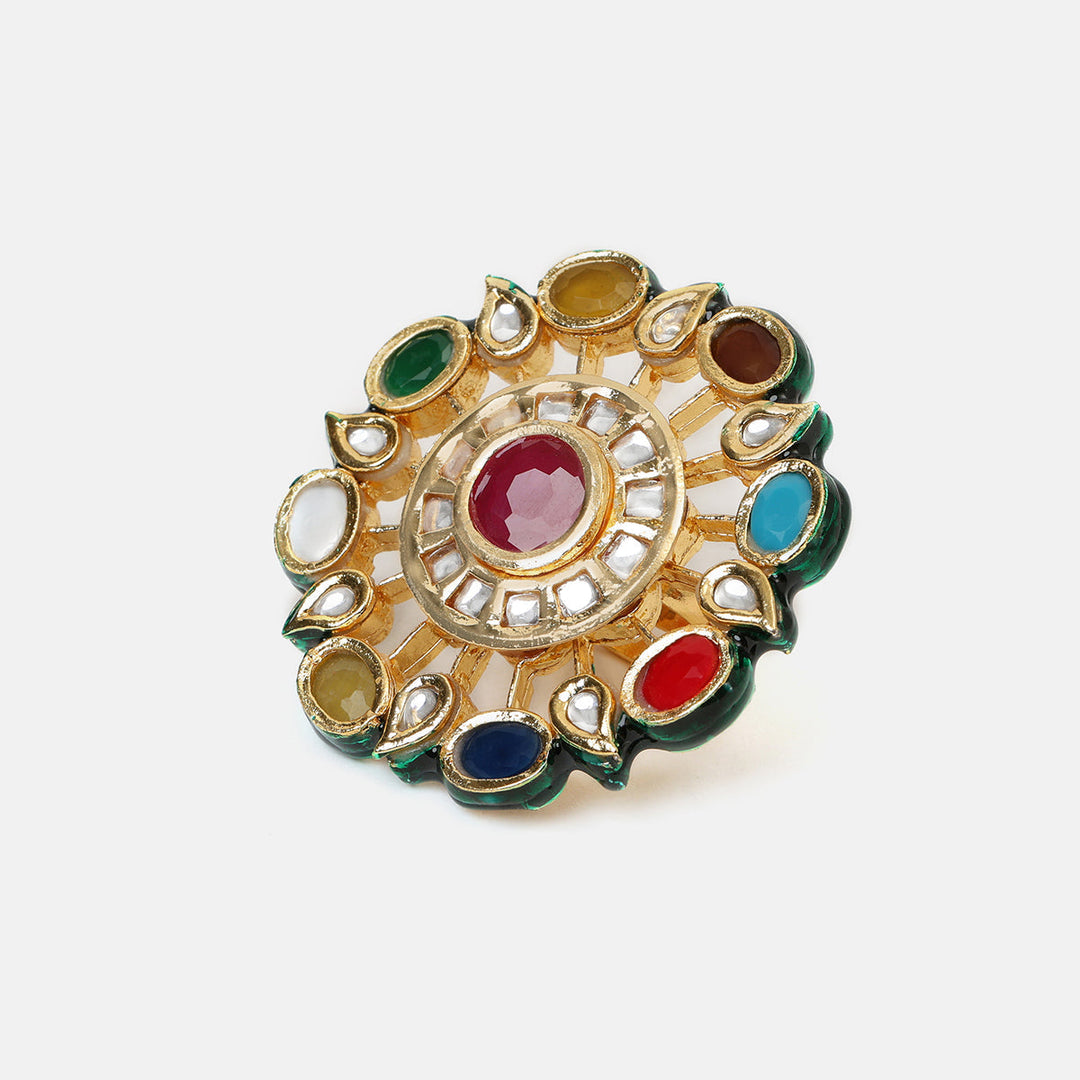Ruby Raang Navratan Cocktail Ring| SHOBITAM