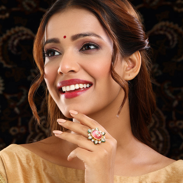 Kundan Cocktail Ring  | SHOBITAM