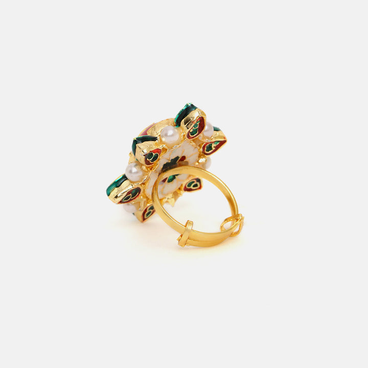 Kundan Cocktail Ring  | SHOBITAM