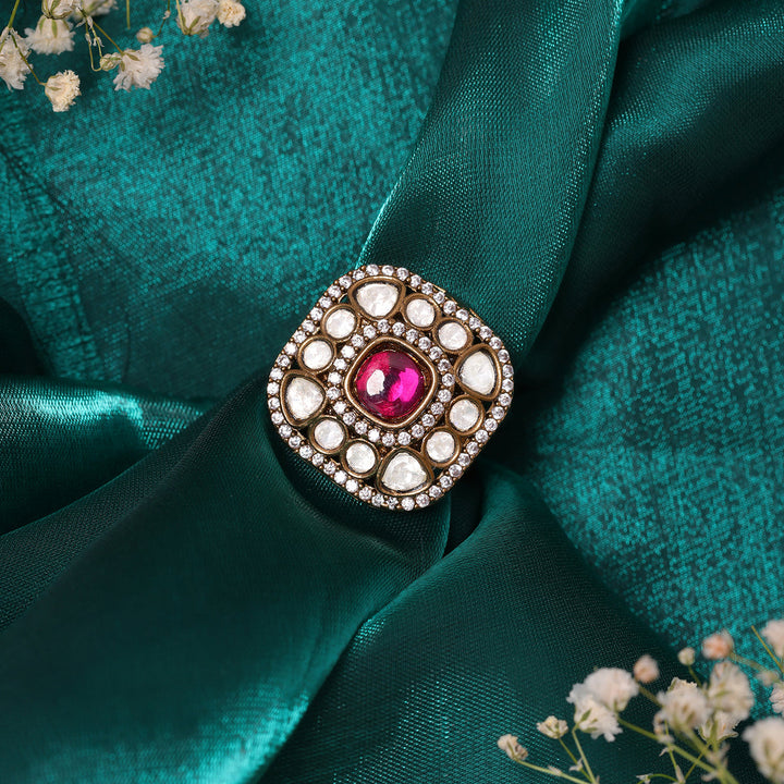 Kundan and Stone Ring | SHOBITAM