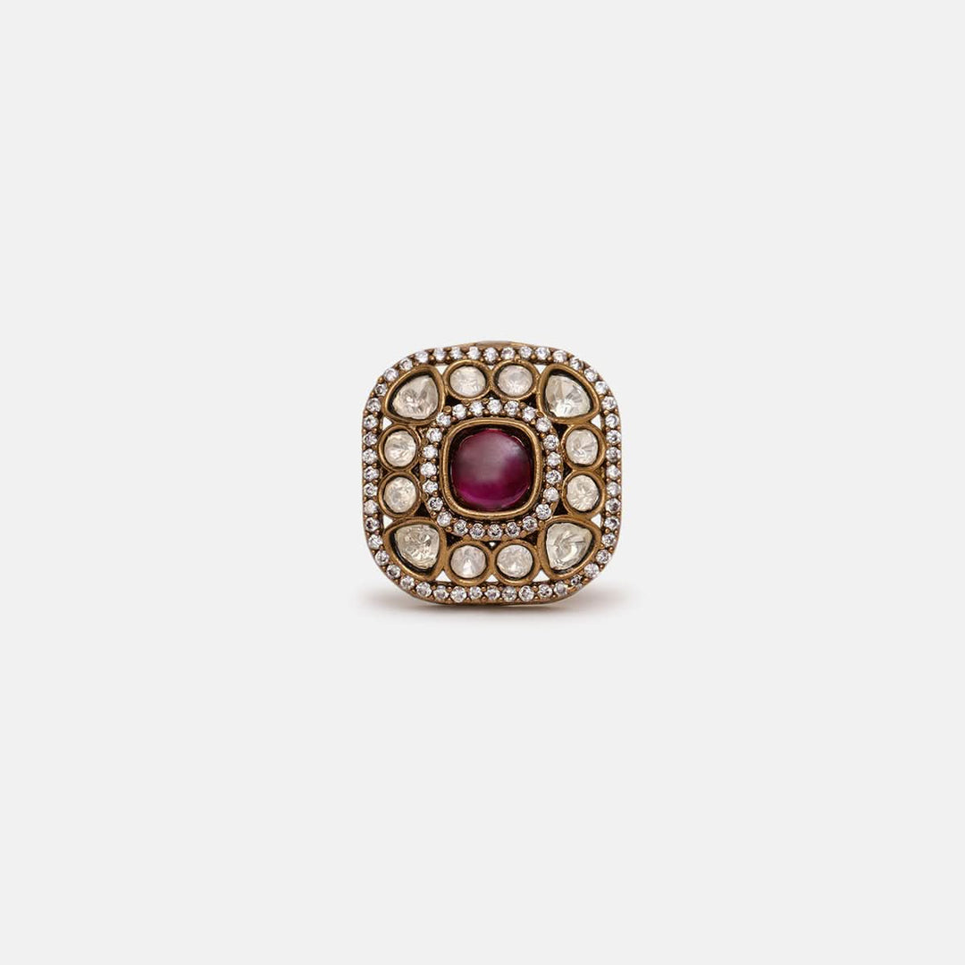 Kundan and Stone Ring | SHOBITAM