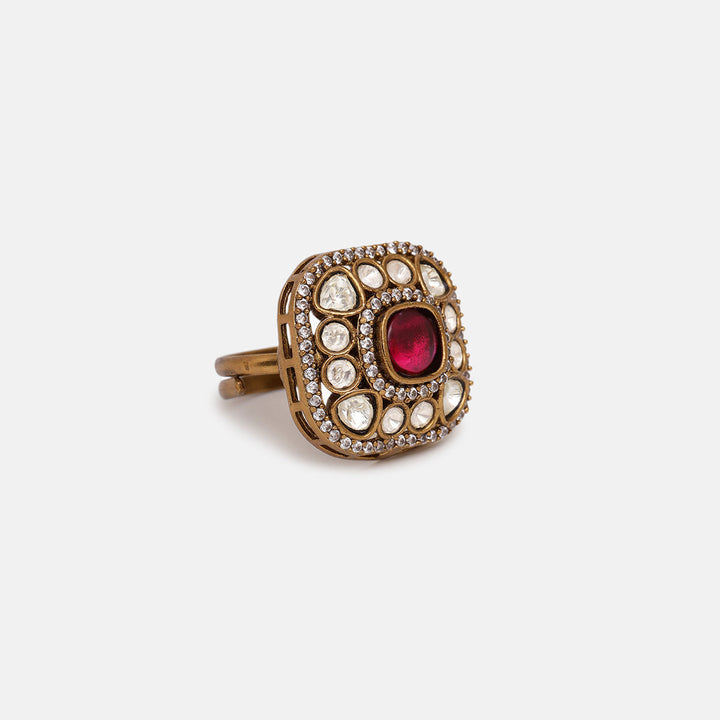 Kundan and Stone Ring | SHOBITAM