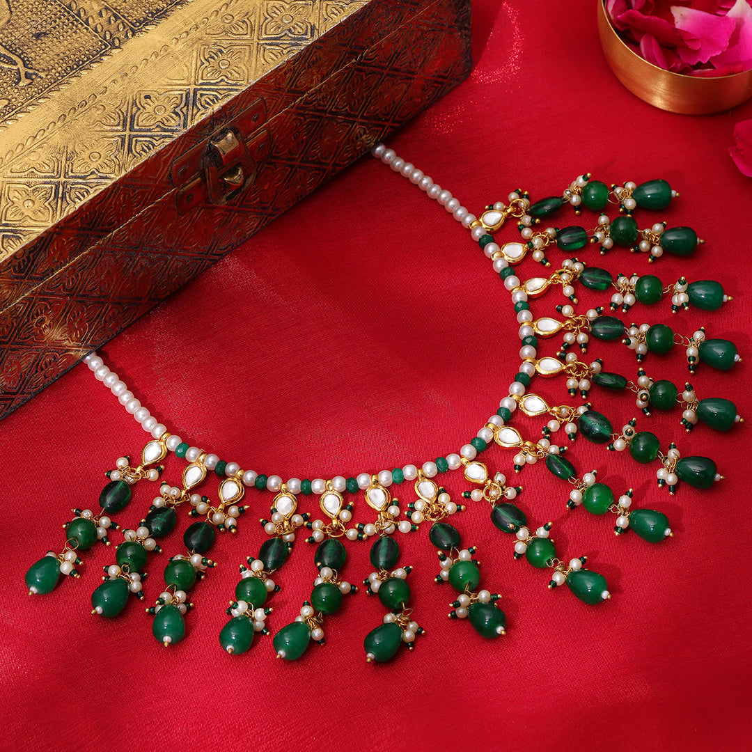 Kundan and Emerald Necklace | SHOBITAM