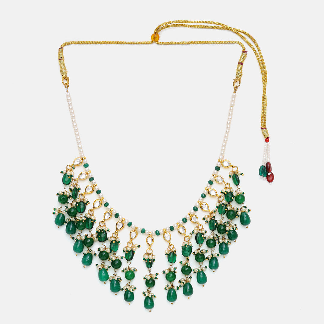 Kundan and Emerald Necklace | SHOBITAM