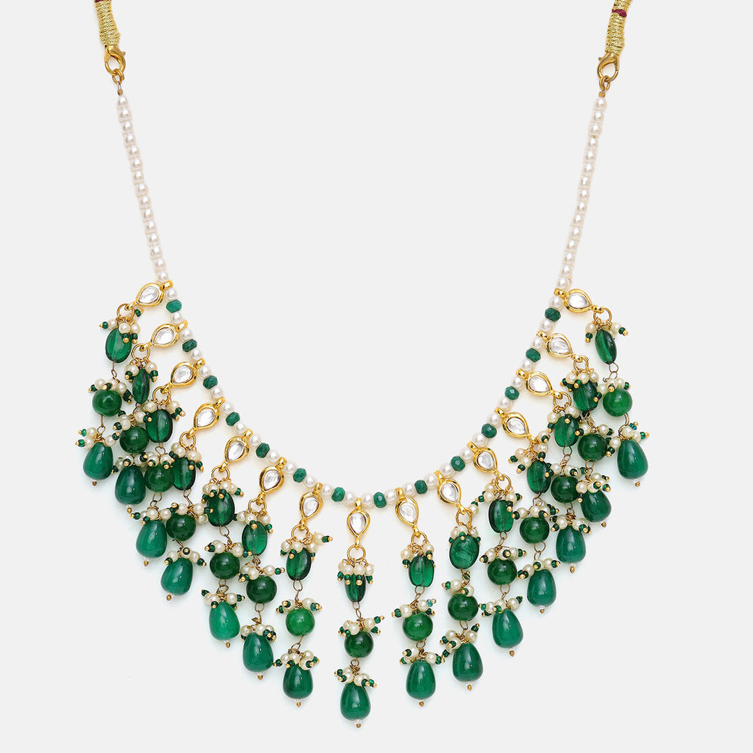 Kundan and Emerald Necklace | SHOBITAM