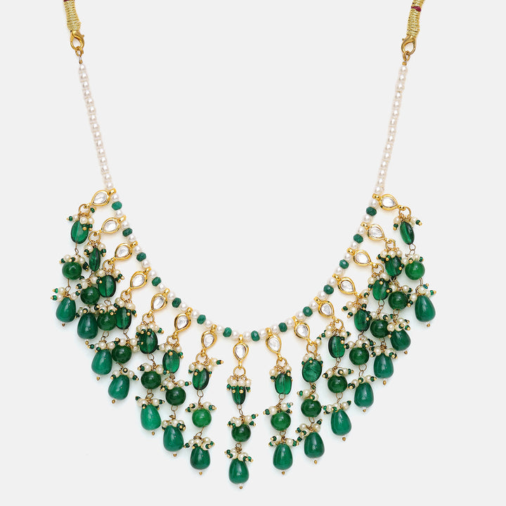 Kundan and Emerald Necklace | SHOBITAM