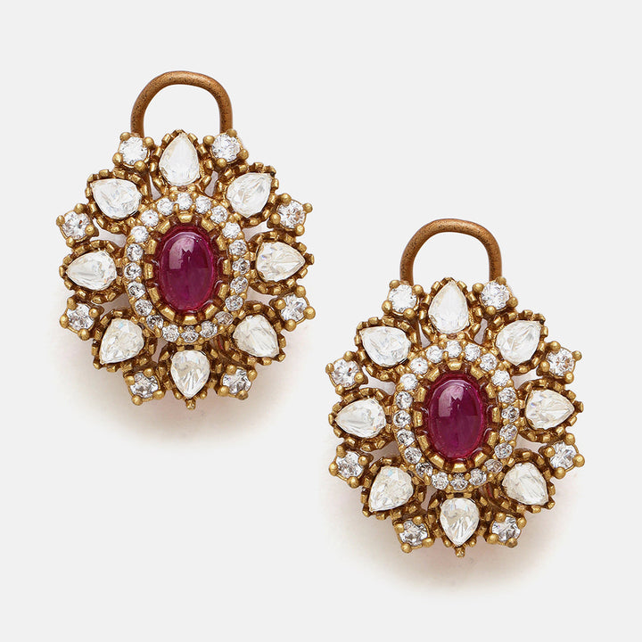 Pearl and Kundan Necklace with Stud Earrings | SHOBITAM