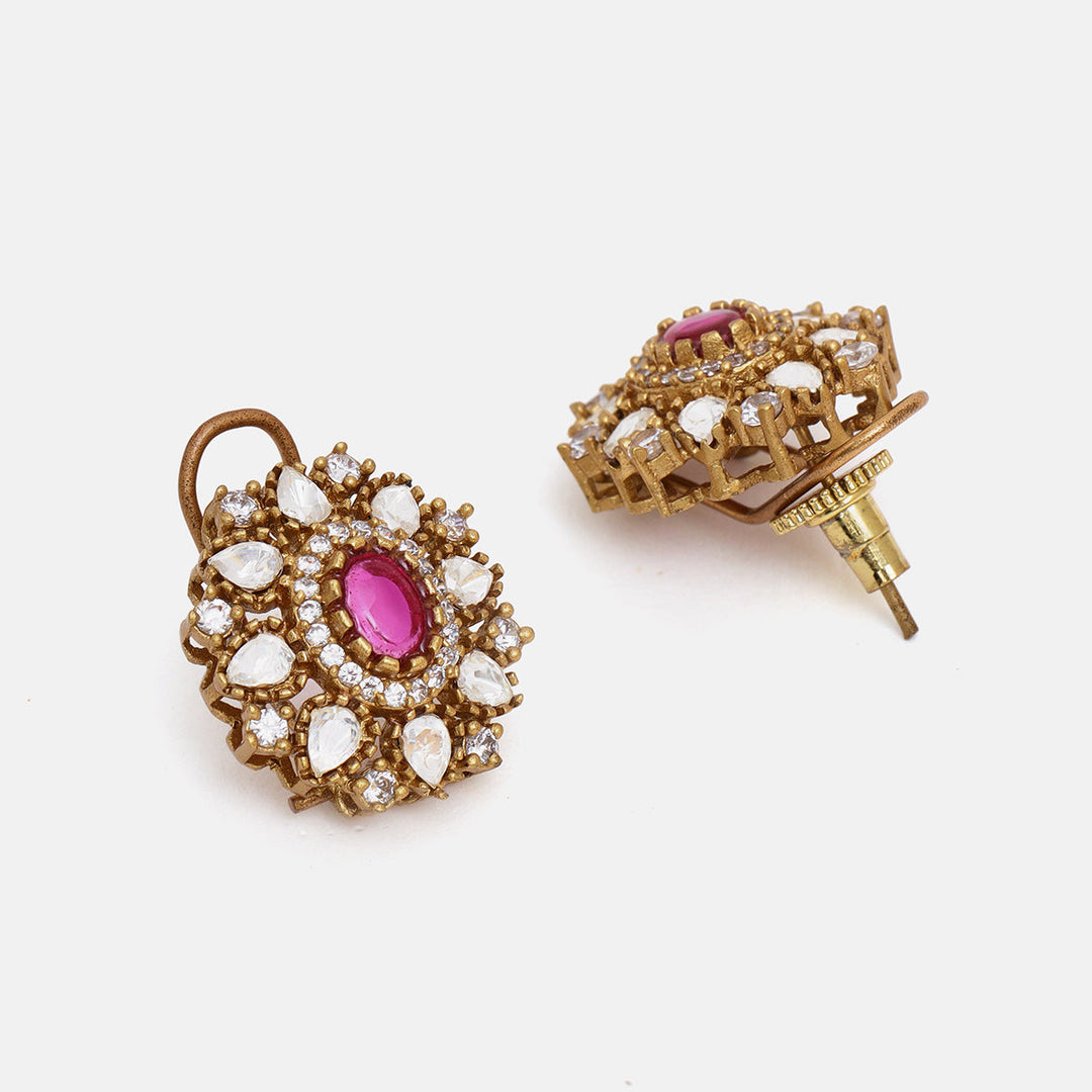 Pearl and Kundan Necklace with Stud Earrings | SHOBITAM