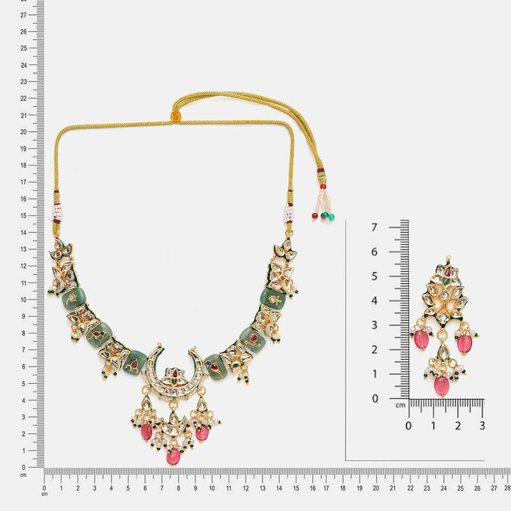 Kundan and Stonework Necklace with Matching Earrings | SHOBITAM