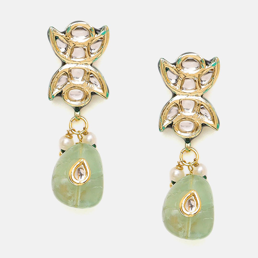 Kundan and Mint Colored Stonework Choker with Matching Earrings| SHOBITAM