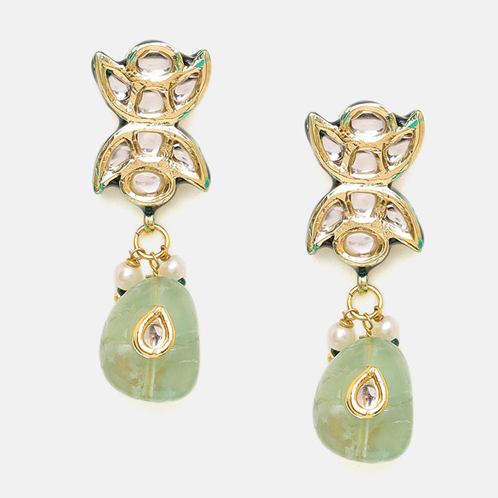 Kundan and Mint Colored Stonework Choker with Matching Earrings| SHOBITAM