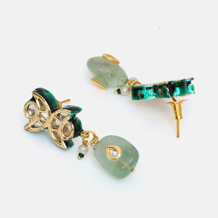 Kundan and Mint Colored Stonework Choker with Matching Earrings| SHOBITAM