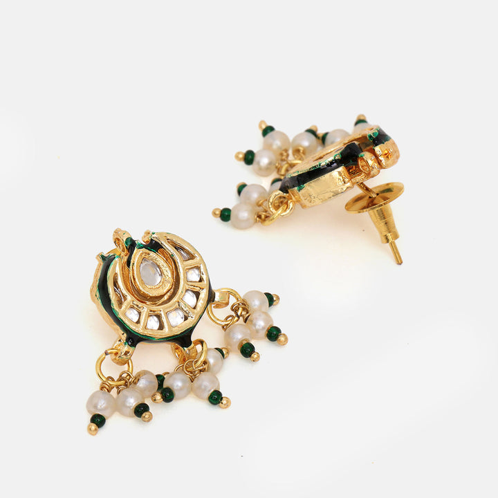 Long Kundan and Stonework Necklace with Earrings | SHOBITAM