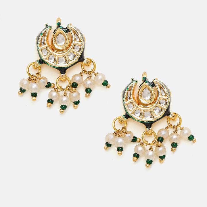 Long Kundan and Stonework Necklace with Earrings | SHOBITAM