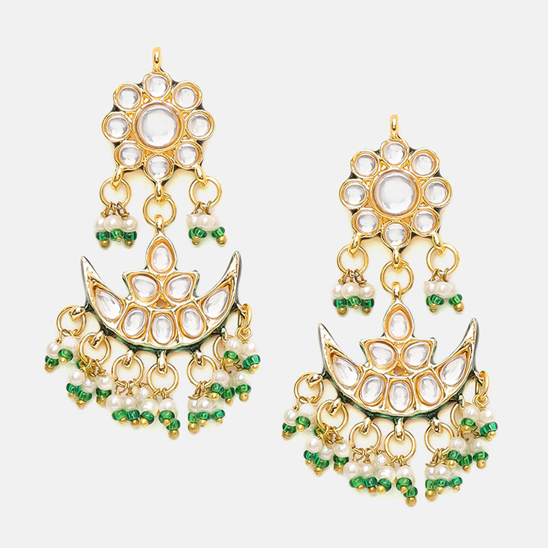Half Moon Kundan Necklace with Earrings | SHOBITAM