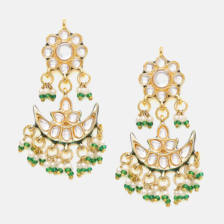 Half Moon Kundan Necklace with Earrings | SHOBITAM
