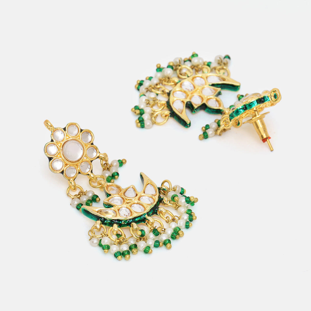Half Moon Kundan Necklace with Earrings | SHOBITAM