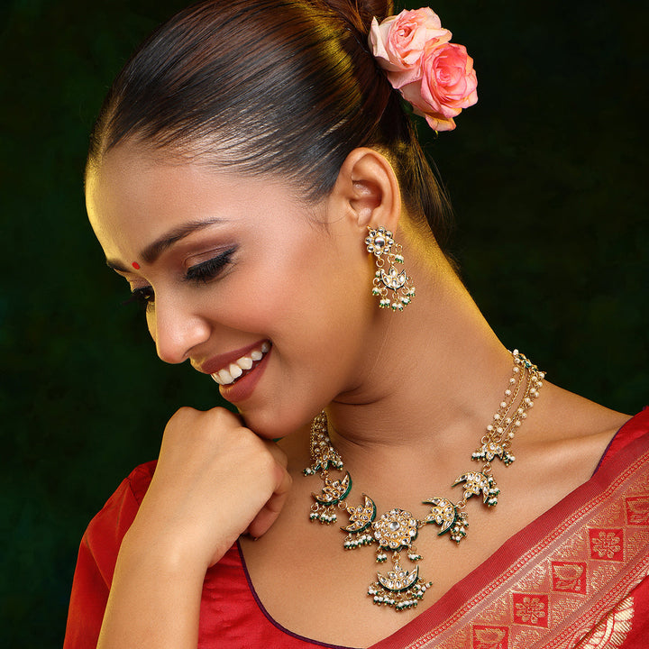 Kundan Necklace with Earrings| SHOBITAM